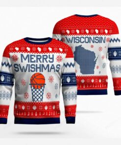 merry swishmas wisconsin basketball ugly christmas sweater 1