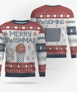 merry swishmas wyoming basketball ugly christmas sweater 1