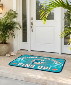 miami dolphins fins up aqua orange sunburst doormat mockup 2