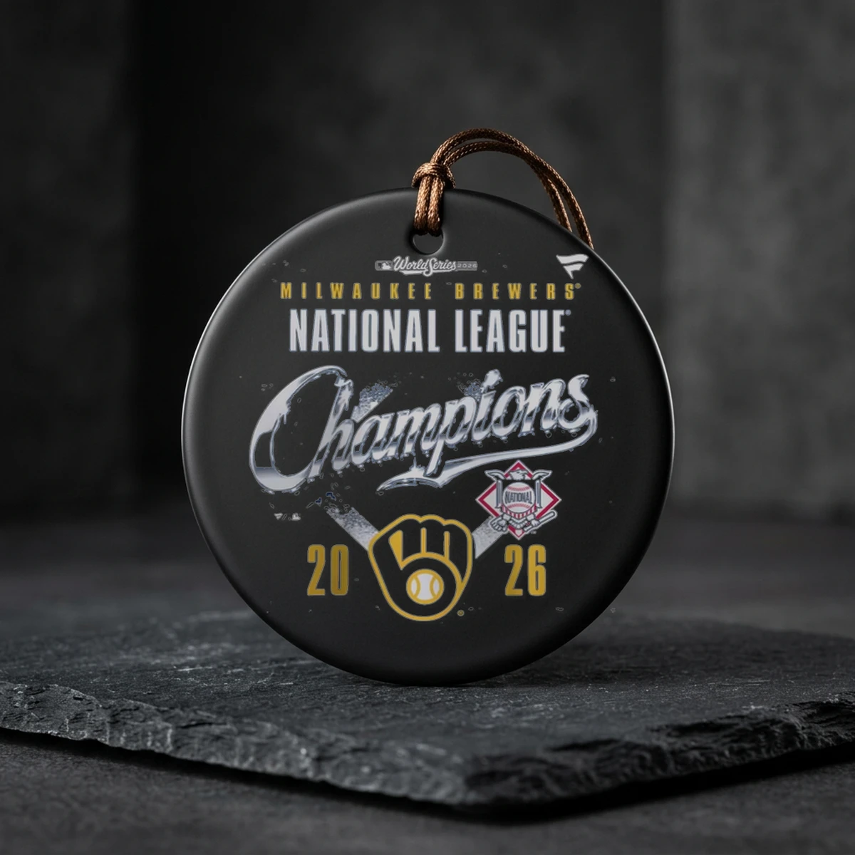 milwaukee brewers 2026 national league champions locker room ceramic ornament Milwaukee Brewers 2026 National League Champions Locker Room T-Shirt - Back or Alternative Angle Mockup