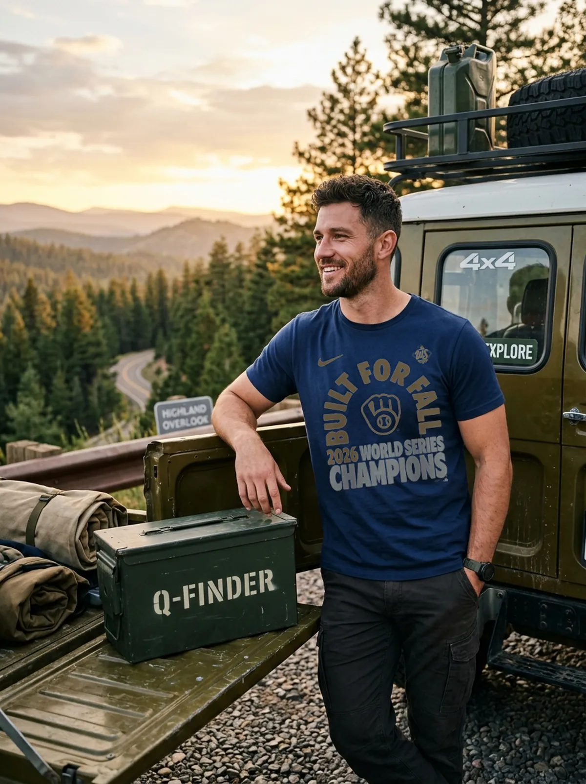 milwaukee brewers 2026 world series champions built for fall blue tshirt expedition tailgate Milwaukee Brewers 2026 World Series Champions Built For Fall T-Shirt - Front View Main Mockup