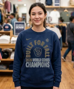 Milwaukee Brewers 2026 World Series Champions Built For Fall T-Shirt - Close-up Graphic Detail Mockup
