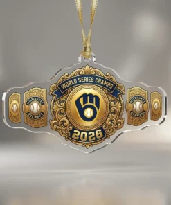 Milwaukee Brewers 2026 World Series Champions Champs Belt Custom Acrylic Ornament - Front View Main Mockup