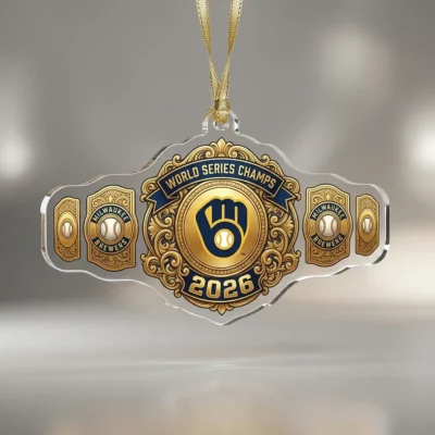 Milwaukee Brewers 2026 World Series Champions Champs Belt Custom Acrylic Ornament - Front View Main Mockup