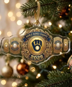 Milwaukee Brewers 2026 World Series Champions Champs Belt Custom Acrylic Ornament - Lifestyle Model Mockup