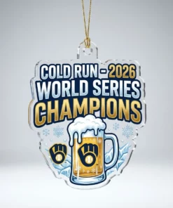 Milwaukee Brewers 2026 World Series Champions Cold Run Custom Acrylic Ornament - Front View Main Mockup