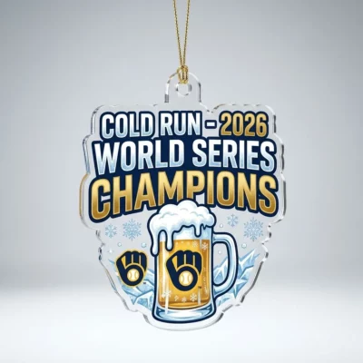 Milwaukee Brewers 2026 World Series Champions Cold Run Custom Acrylic Ornament - Front View Main Mockup