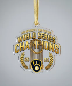 Milwaukee Brewers 2026 World Series Champions Official Locker Room Custom Acrylic Ornament - Front View Main Mockup