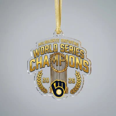 Milwaukee Brewers 2026 World Series Champions Official Locker Room Custom Acrylic Ornament - Front View Main Mockup