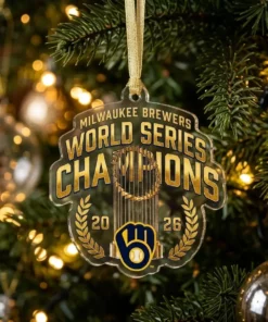 Milwaukee Brewers 2026 World Series Champions Official Locker Room Custom Acrylic Ornament - Lifestyle Model Mockup