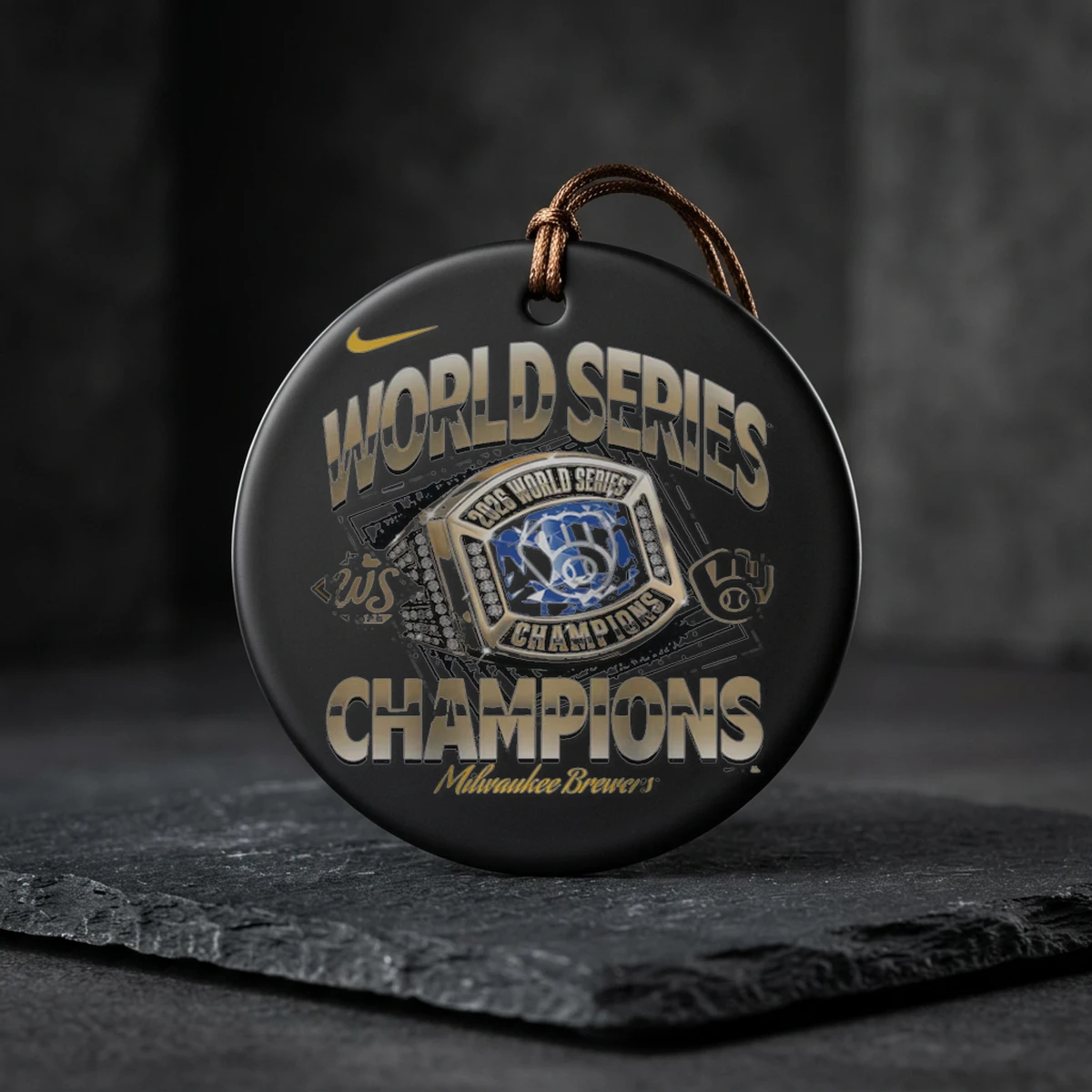 milwaukee brewers 2026 world series champions ring ceramic ornament Milwaukee Brewers 2026 World Series Champions Ring T-Shirt - Back or Alternative Angle Mockup