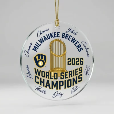 Milwaukee Brewers 2026 World Series Champions Signature Roster Custom Acrylic Ornament - Front View Main Mockup