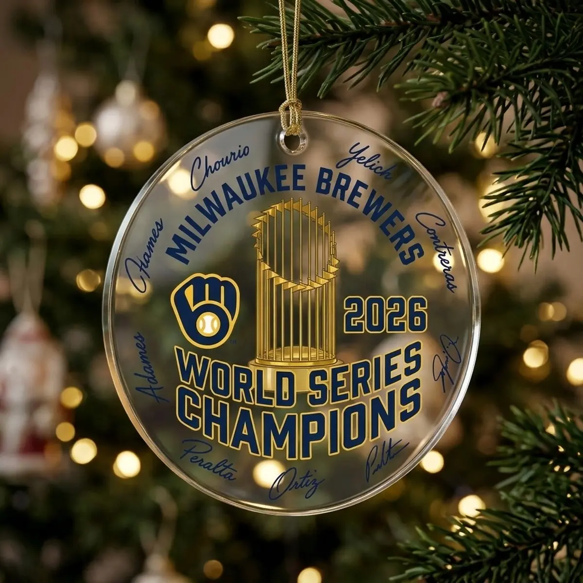 Milwaukee Brewers 2026 World Series Champions Signature Roster Custom Acrylic Ornament - Design Preview