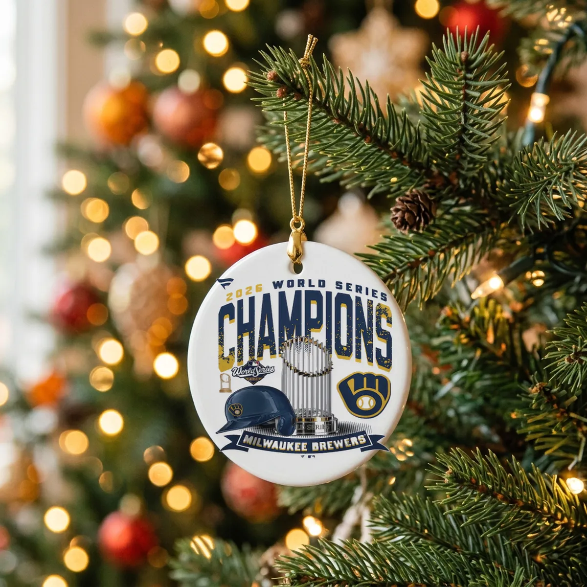 milwaukee brewers 2026 world series champions wild pitch ornament Milwaukee Brewers 2026 World Series Champions Wild Pitch T-Shirt - Lifestyle Model Mockup