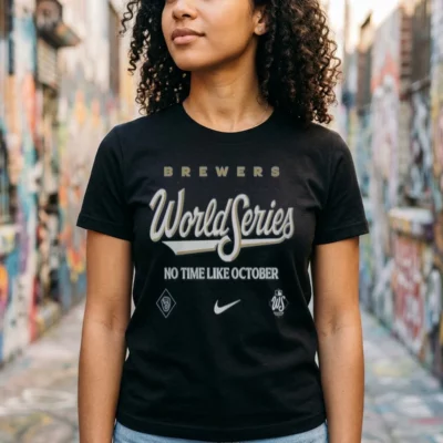 Milwaukee Brewers 2026 World Series No Time Like October T-Shirt - Front View Main Mockup