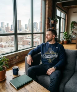 Milwaukee Brewers Fanatics 2026 World Series Champions Logo T-Shirt - Close-up Graphic Detail Mockup