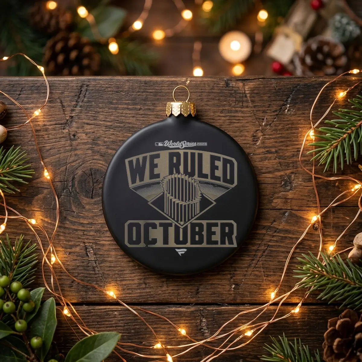 milwaukee brewers fanatics 2026 world series champions ruled october black ornament Milwaukee Brewers Fanatics 2026 World Series Champions Ruled October T-Shirt - Back or Alternative Angle Mockup
