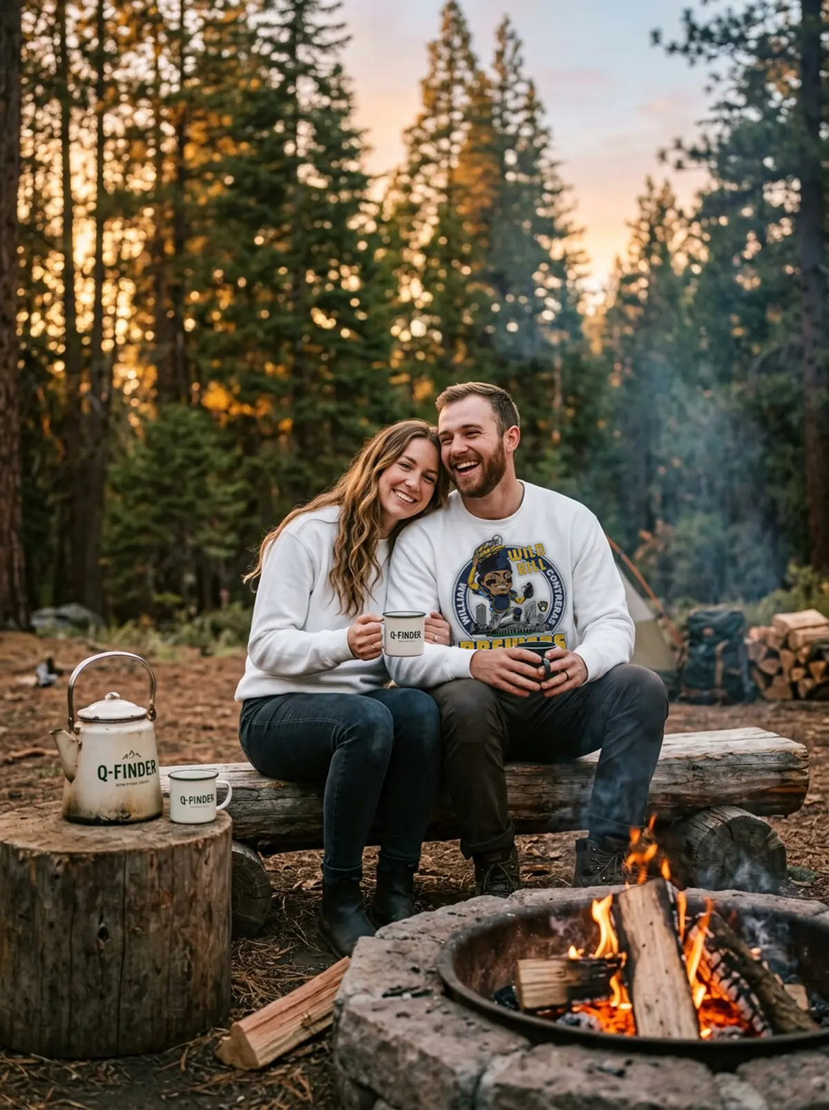 milwaukee brewers william contreras white sweatshirt campfire couple Milwaukee Brewers William Contreras T-Shirt - Close-up Graphic Detail Mockup