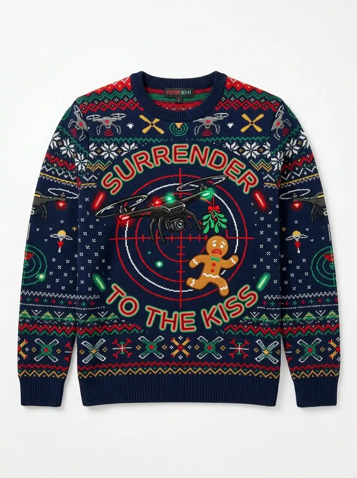 mistletoe drone aerial pursuit ugly christmas sweater 1 mistletoe drone aerial pursuit ugly christmas sweater 1