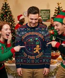 mistletoe drone aerial pursuit ugly christmas sweater 3