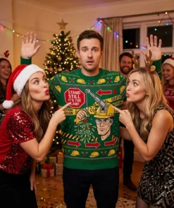 mistletoe helmet full contact kissing ugly christmas sweater 3