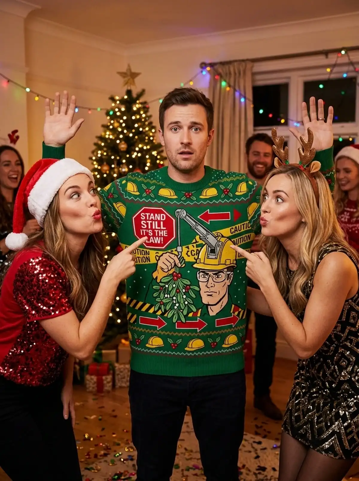 mistletoe helmet full contact kissing ugly christmas sweater 3 mistletoe helmet full contact kissing ugly christmas sweater 3