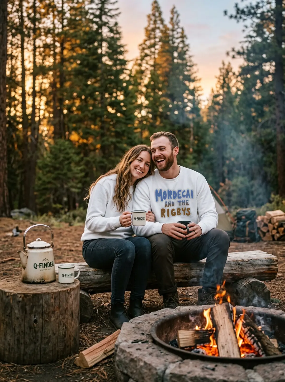 mordecai and the rigbys white sweatshirt campfire couple mordecai and the rigbys white sweatshirt campfire couple
