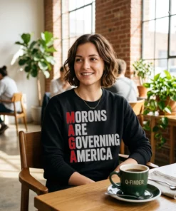 morons are governing america black sweatshirt artisan cafe