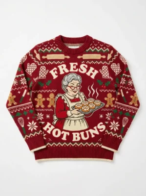 mrs claus thirst trap baking kitchen ugly christmas sweater 1