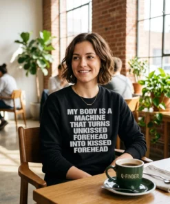 my body is a machine that turns unkissed forehead into kis black sweatshirt artisan cafe