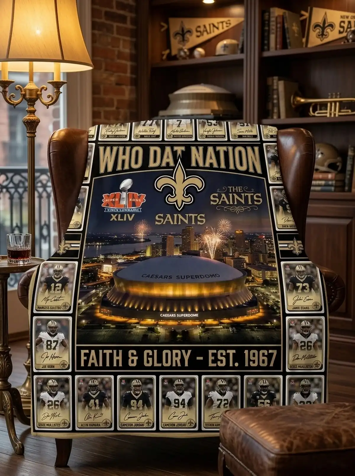 new orleans saints who dat nation caesars superdome legends facsimile signatures fleece throw blanket mockup 2 New Orleans Saints Who Dat Nation Caesars Superdome Legends Facsimile Signatures Fleece Throw Blanket - Front View Main Mockup