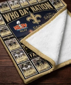 New Orleans Saints Who Dat Nation Caesars Superdome Legends Facsimile Signatures Fleece Throw Blanket - Lifestyle Model Mockup