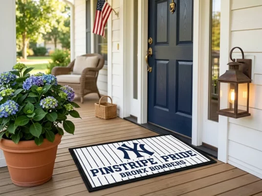 new york yankees pinstripe pride bronx bombers welcome mat mockup 2