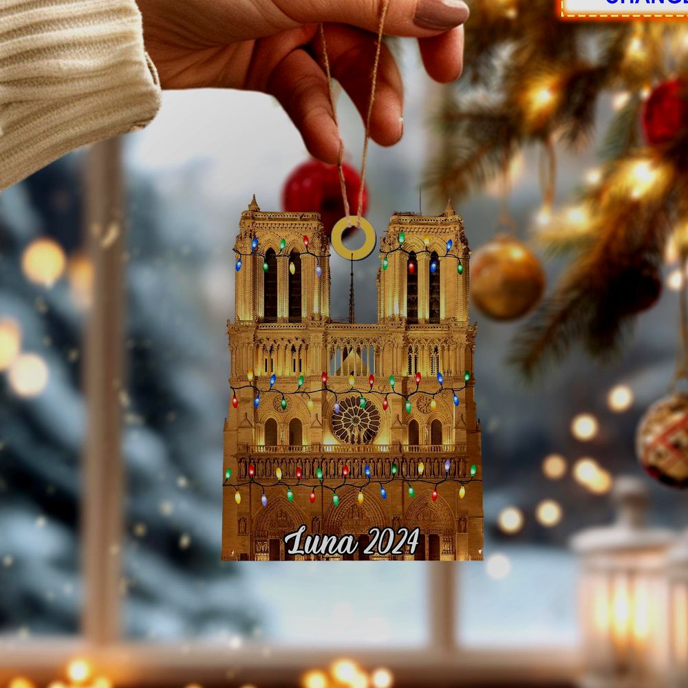 Notre-Dame Cathedral Paris Christmas Lights Architecture Holiday Ornament - Design Preview