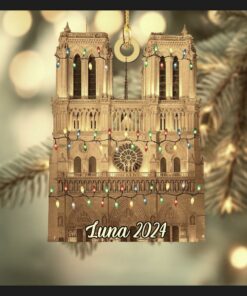 notre dame cathedral paris christmas lights architecture holiday ornament 3