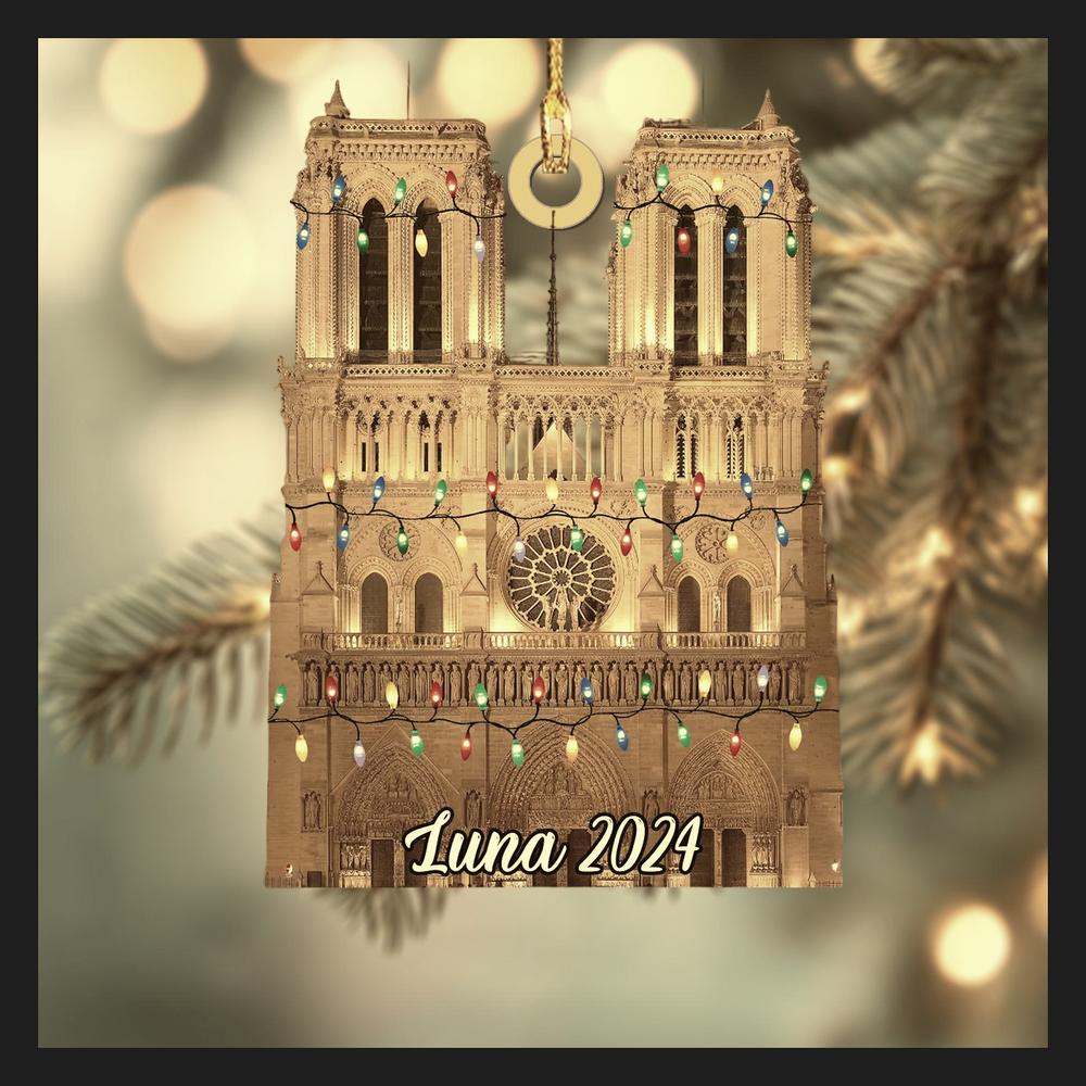 notre dame cathedral paris christmas lights architecture holiday ornament 3 notre dame cathedral paris christmas lights architecture holiday ornament 3