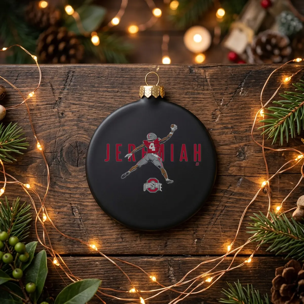 ohio state football air jeremiah smith black ornament Ohio State Football Air Jeremiah Smith Shirt - Close-up Graphic Detail Mockup