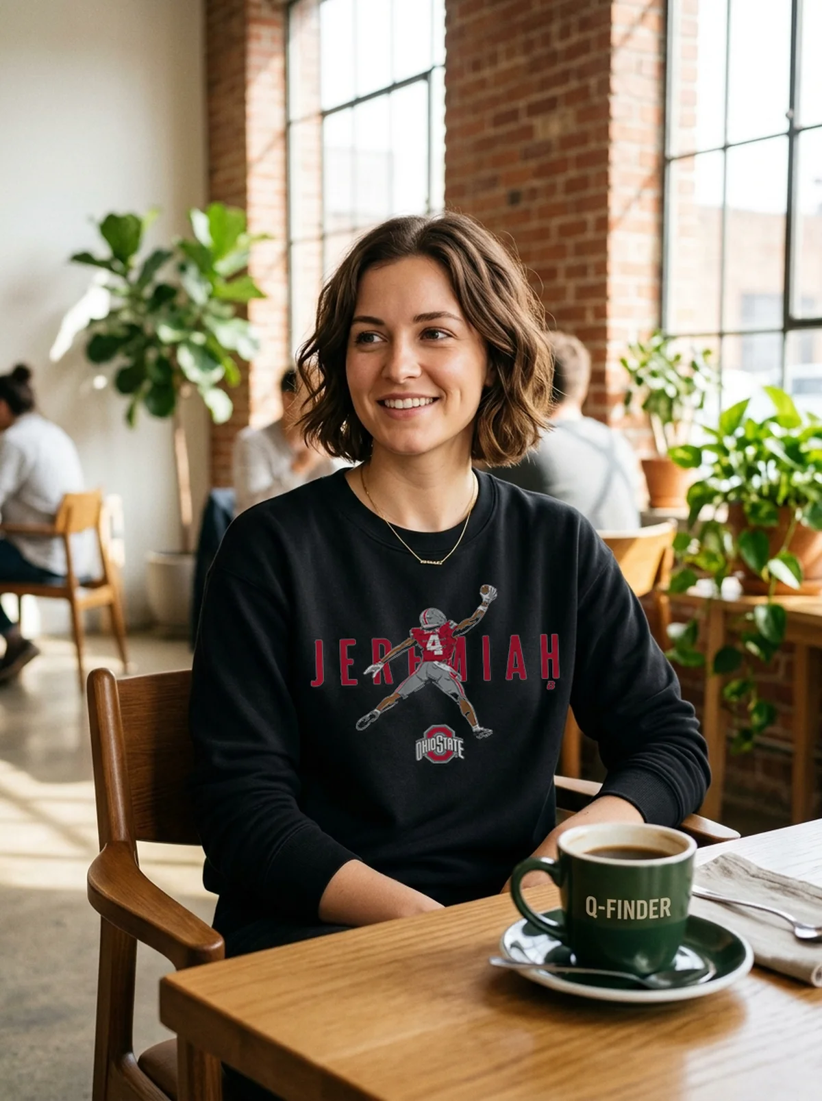 ohio state football air jeremiah smith black sweatshirt artisan cafe Ohio State Football Air Jeremiah Smith Shirt - Back or Alternative Angle Mockup