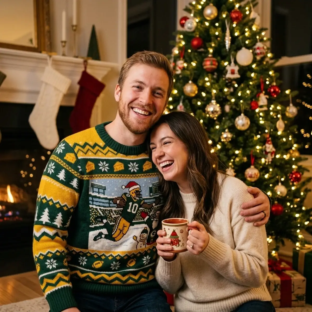 Packers Lambeau Leap Frozen Tundra Holiday Ugly Christmas Sweater - Design Preview