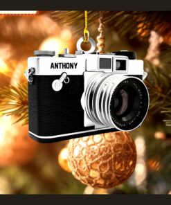 photographer vintage camera flat 2d acrylic christmas tree ornament 1