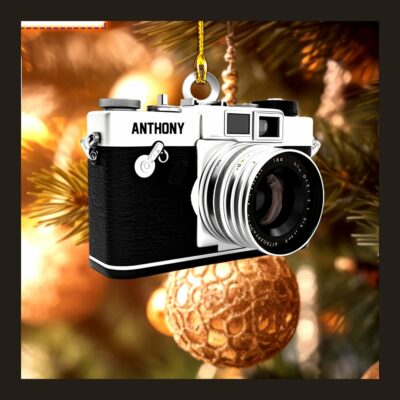photographer vintage camera flat 2d acrylic christmas tree ornament 1