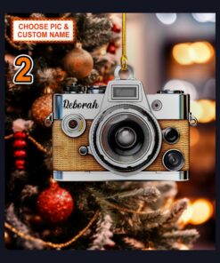 photographer vintage camera flat 2d acrylic christmas tree ornament 2