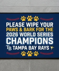 Please Wipe Your Paws And Bark For The 2026 World Champions Rays Doormat - Lifestyle Model Mockup