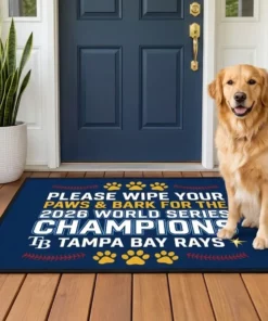 Please Wipe Your Paws And Bark For The 2026 World Champions Rays Doormat - Front View Main Mockup
