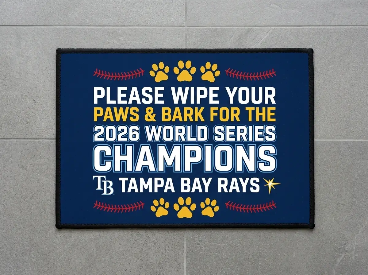 Please Wipe Your Paws And Bark For The 2026 World Champions Rays Doormat - Design Preview
