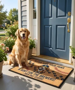 Please Wipe Your Paws And Root For The Brewers Milwaukee 2026 Doormat - Front View Main Mockup