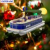 pontoon boat lake life boating flat 2d acrylic christmas tree ornament 1