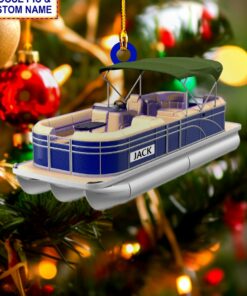 pontoon boat lake life boating flat 2d acrylic christmas tree ornament 1