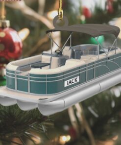 pontoon boat lake life boating flat 2d acrylic christmas tree ornament 2