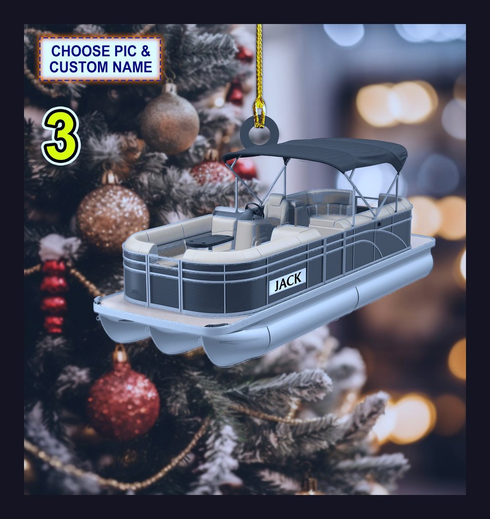 pontoon boat lake life boating flat 2d acrylic christmas tree ornament 3 pontoon boat lake life boating flat 2d acrylic christmas tree ornament 3